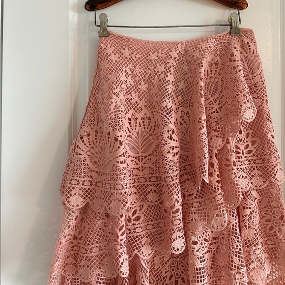 Farm Rio Light Pink Guipure Layered Maxi Skirt - Picture 2 of 9
